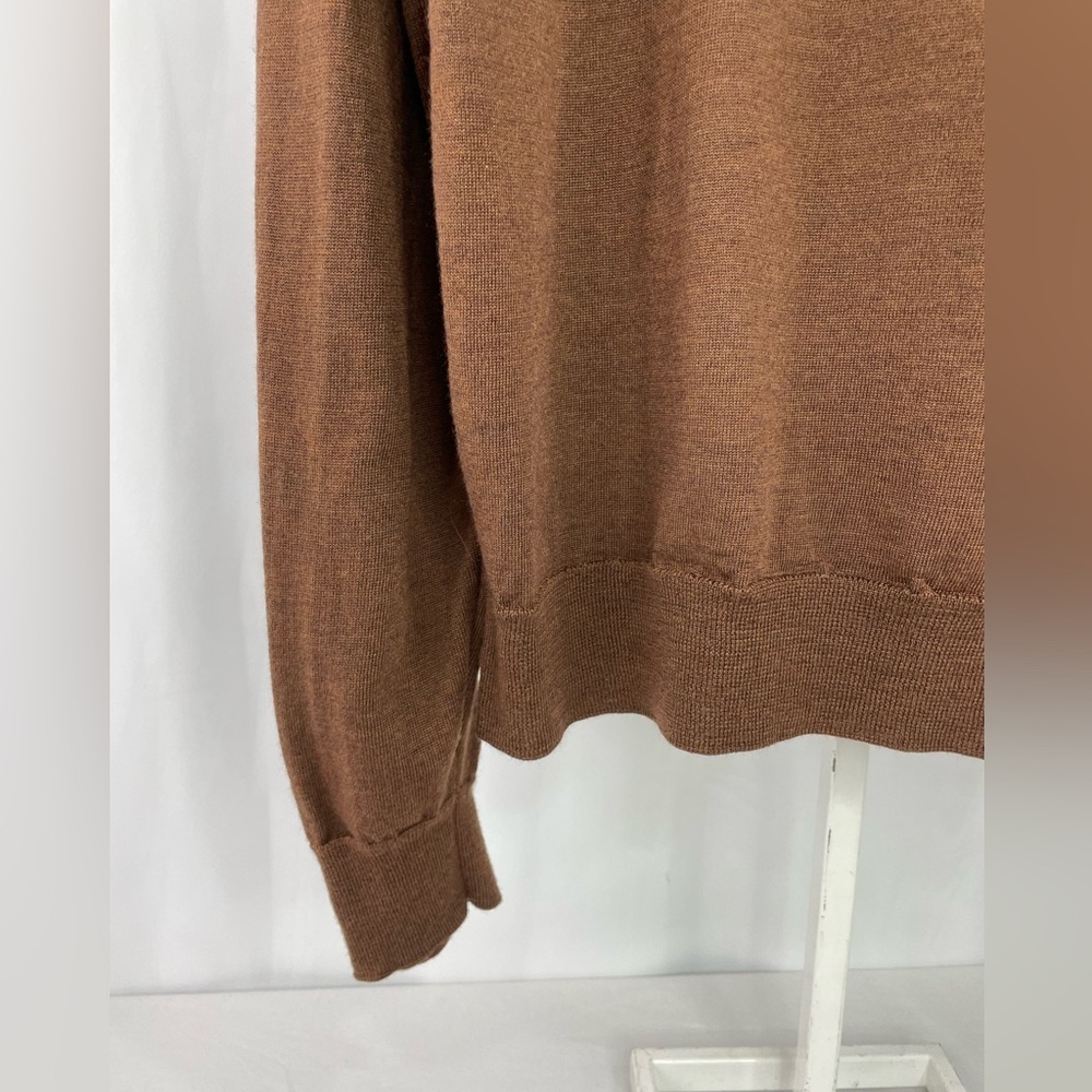 Williams & Kent 100% Merino Wool Quarter Zip Sweater Men’s Brown Pullover XXL - Picture 3 of 12